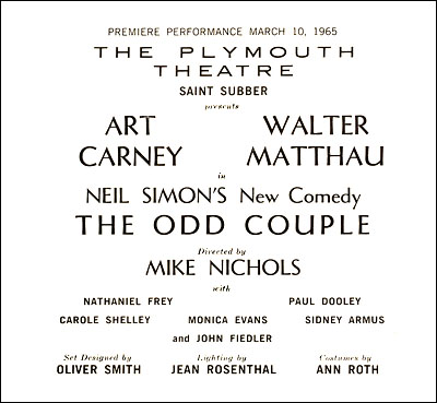 Image result for play the odd couple broadway 1965
